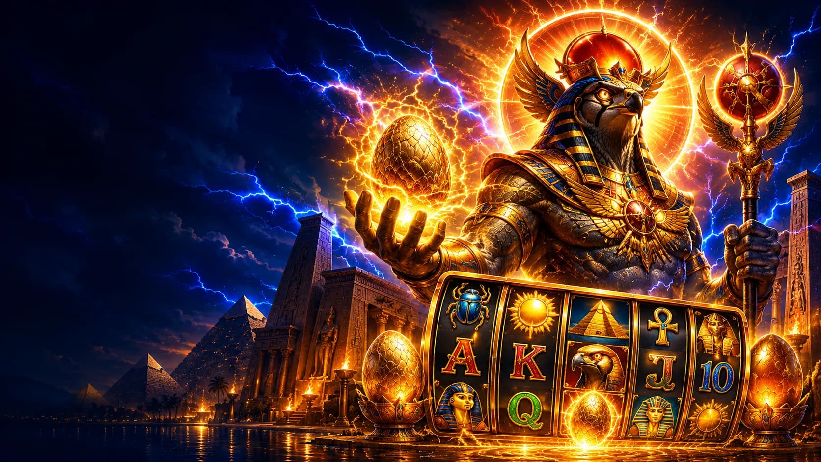 Egglink 100x Ra slot hero artwork