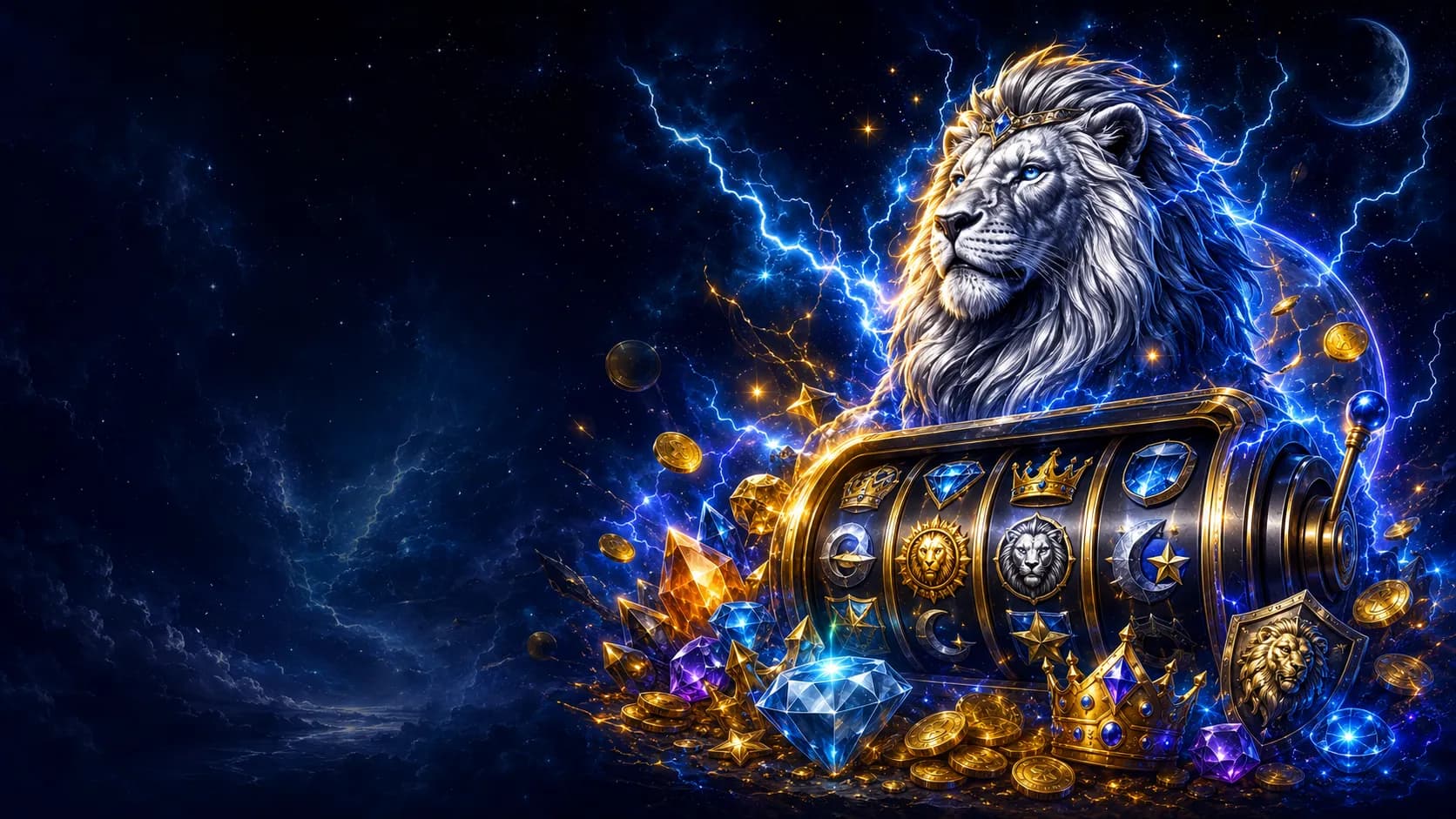 Stellar Jackpots Silver Lion slot hero artwork