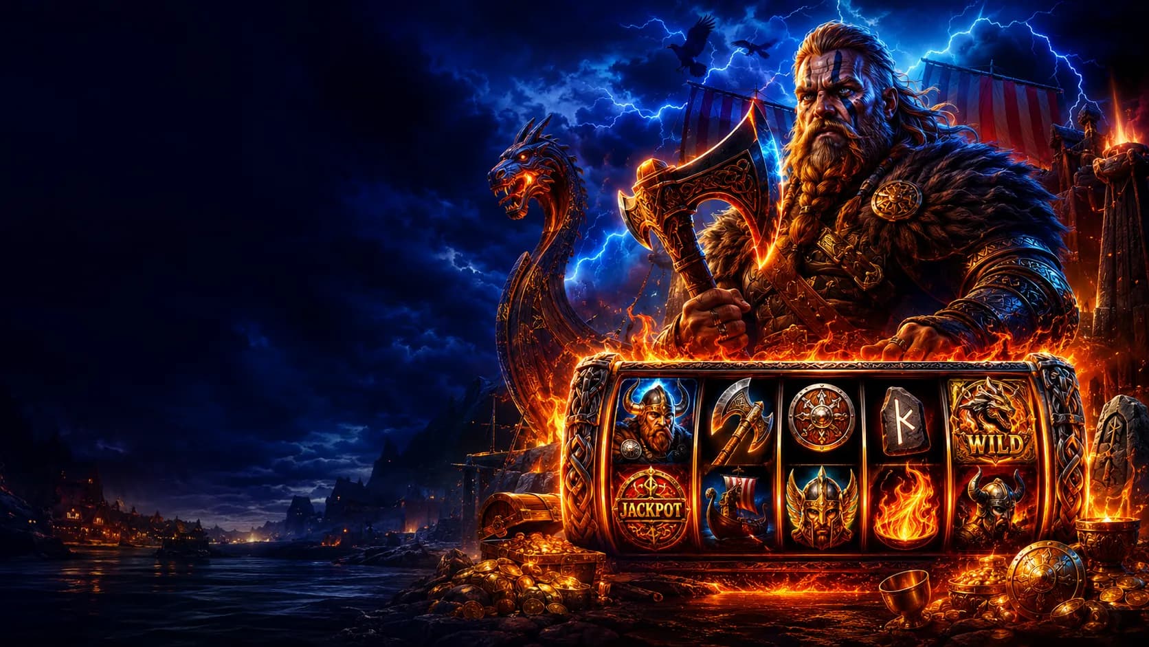 Viking Fire slot hero artwork